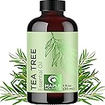 Pure Tea Tree Oil for Hair Skin and Nails - 100% Pure Undiluted Tea Tree Essential Oil with Dropper for Topical Uses Aromatherapy Diffusing and Home and Beauty DIYs - Vegan and Cruelty Free (1 Fl Oz)
