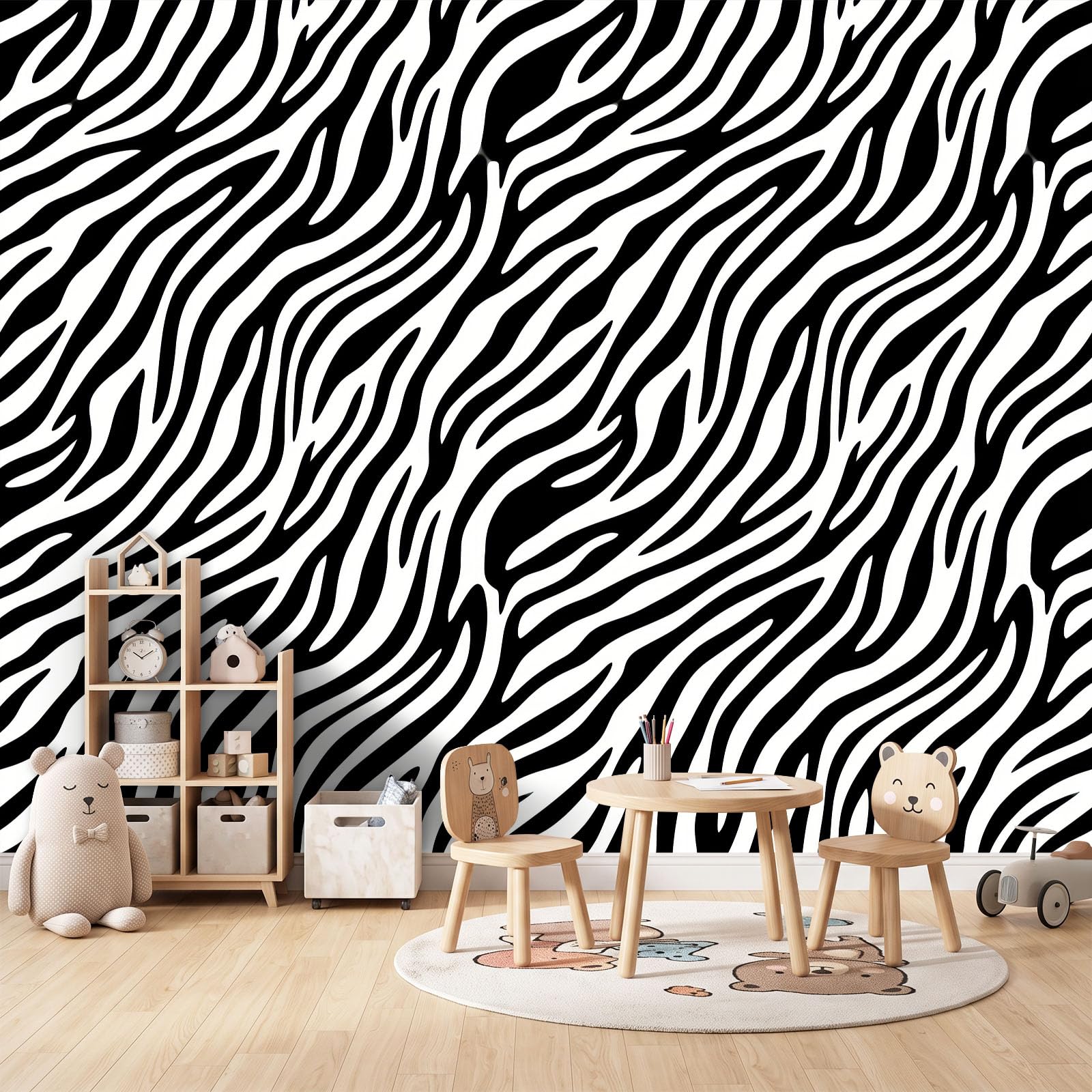 3D panoramiczna fototapeta klasyczny nadruk zebra paski 300 x 210 cm mural