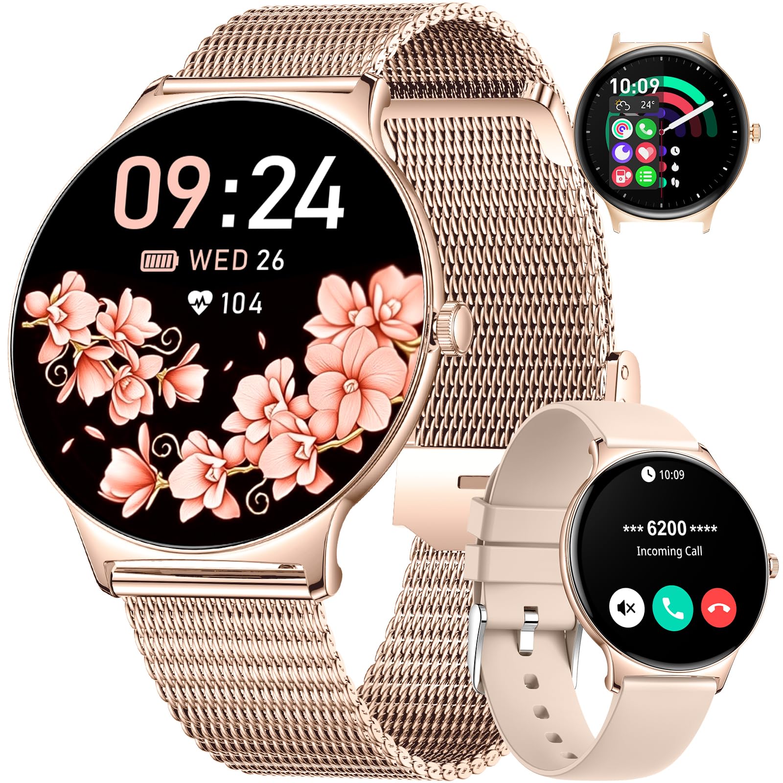Smart Watch for Women Answer/Make Calls, 1.43" AMOLED Ultra-Thin Display, Message Notification Music DIY Watch, 100+ Sports Modes Fitness Tracker Smartwatch 5ATM Waterproof for Android iOS Phones