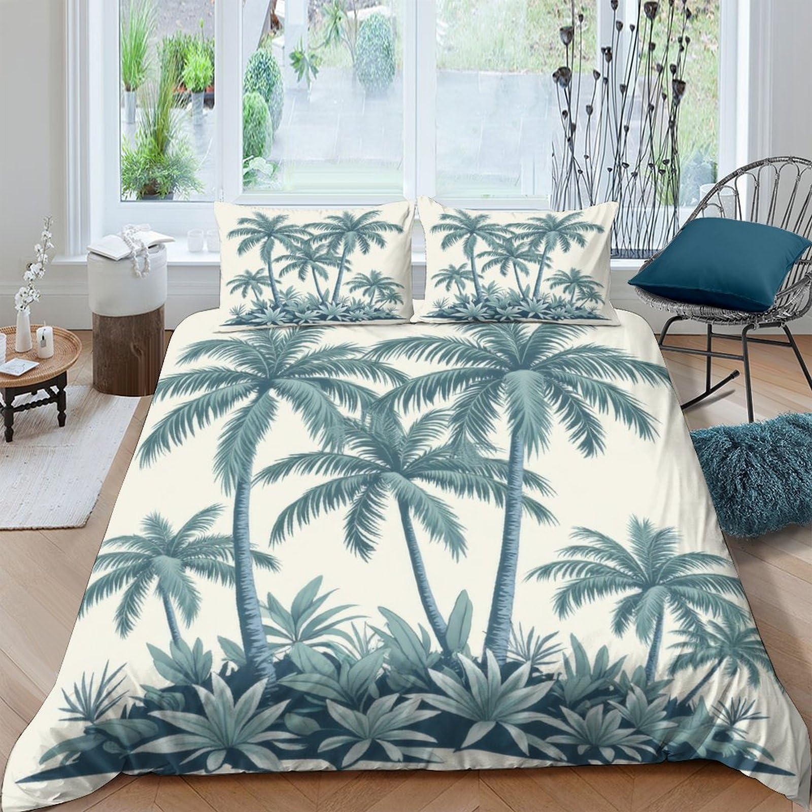 Ctjqhvkz Style-9 3D Printed Palm Tree Fitted Sheet Microfiber Soft Breathable Tropical Forest Bed Cover For Bedroom Guest Room Decor Single（135X200cm）