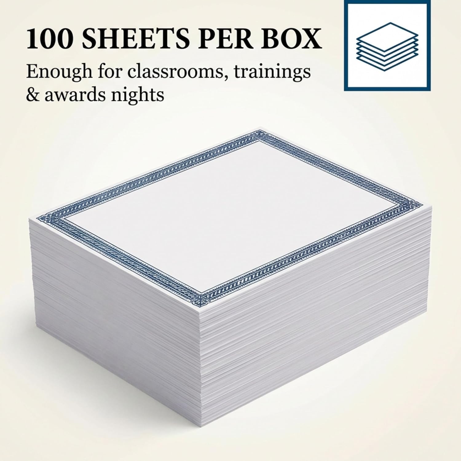 PaperDirect Elite Standard Certificate Paper, Blue Border, 8 1/2 Inch x 11 Inch, 28lb Parchment, Certificates and Awards Paper, 100 Count, for School, Work, Diplomas & Award Certificates