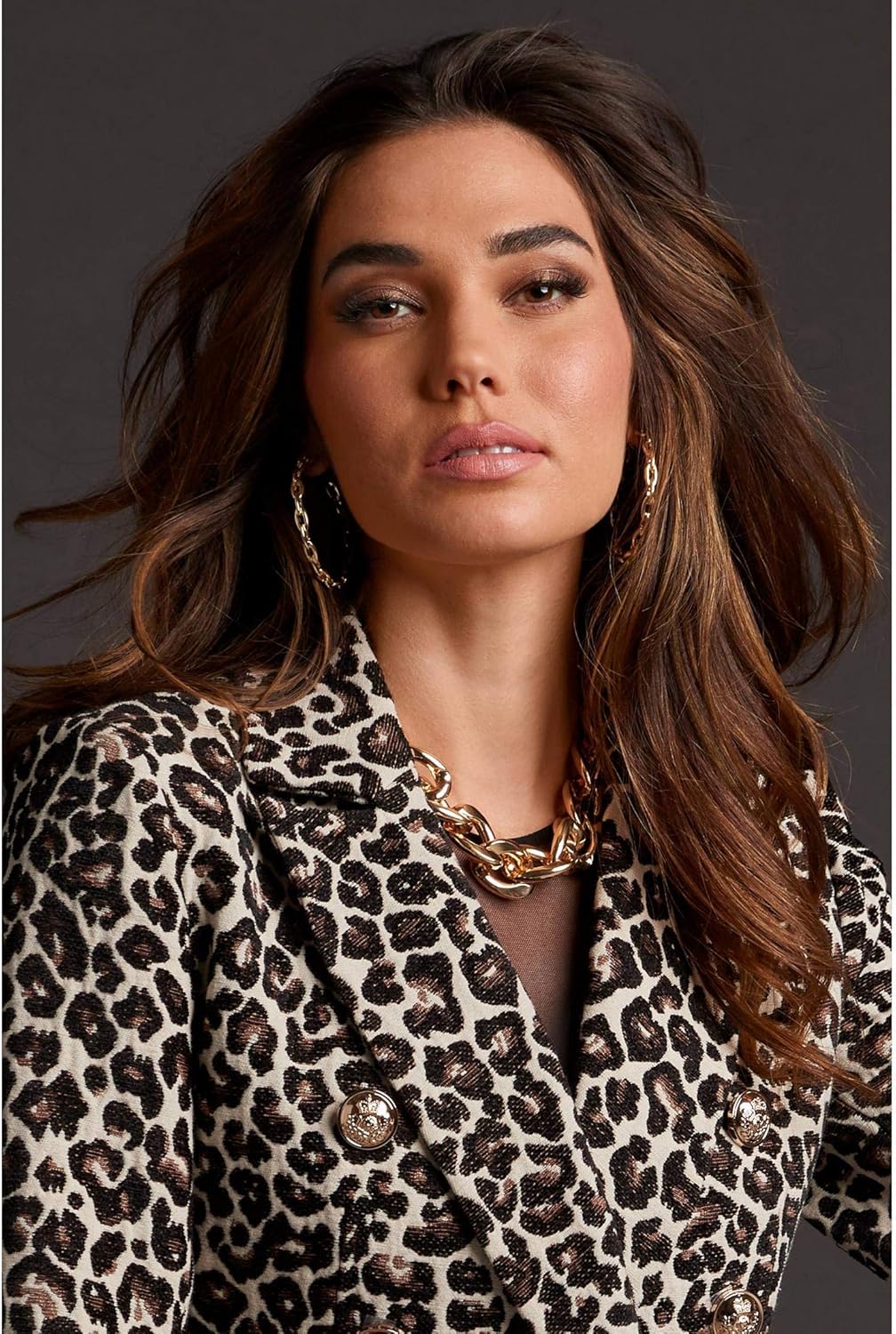 NLCAC 14K Gold Chain Hoop Earrings Chic Shiny Gold Paperclip Chain Link Big Hoop Earrings for Women - Image 4