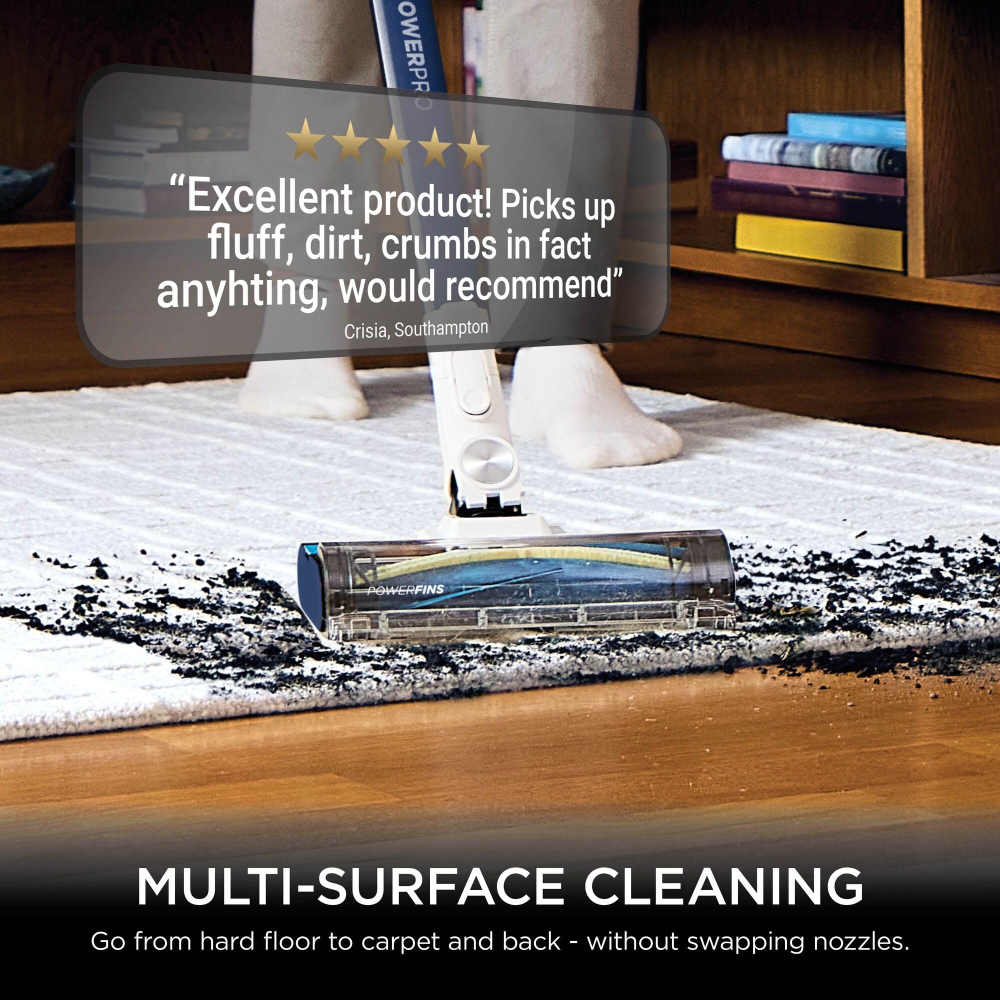 Shark PowerPro Cordless Stick Vacuum Cleaner, Lightweight, Floor Detect Technology, Anti-Hair Wrap Technology, Anti-Allergen Complete Seal, Flexible, Handheld mode, Navy Metallic, IZ380UK - 4