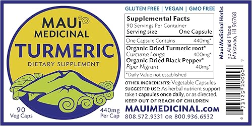 Miniatura 4 de Cúrcuma y pimienta negra 90 cápsulas vegetarianas - 440mg por cápsula