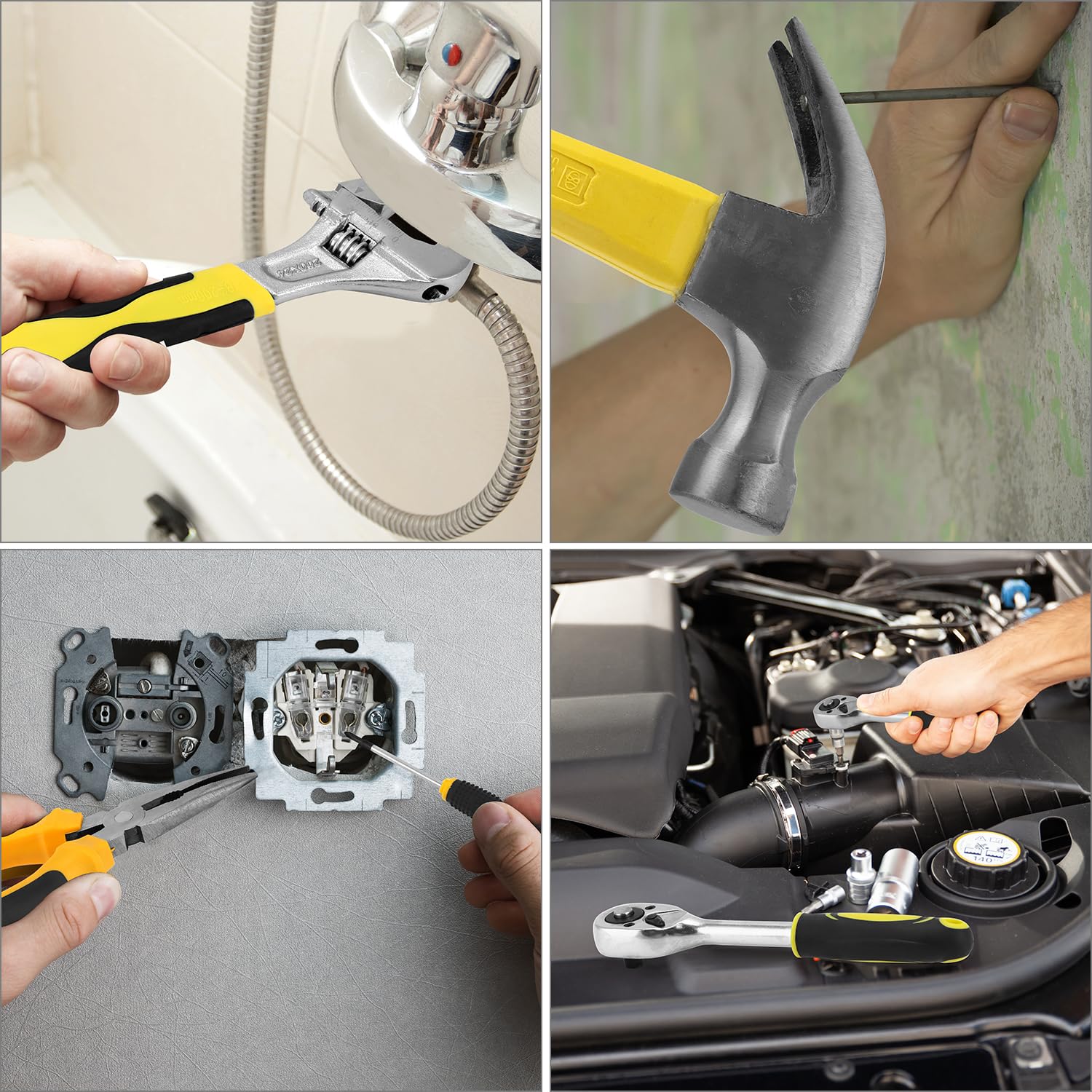 QWORK® Cassetta Attrezzi Completa, Valigetta Attrezzi 140 Pezzi, Cassetta Attrezzi con Cacciavite e Chiave Inglese, per Edilizia e Casa