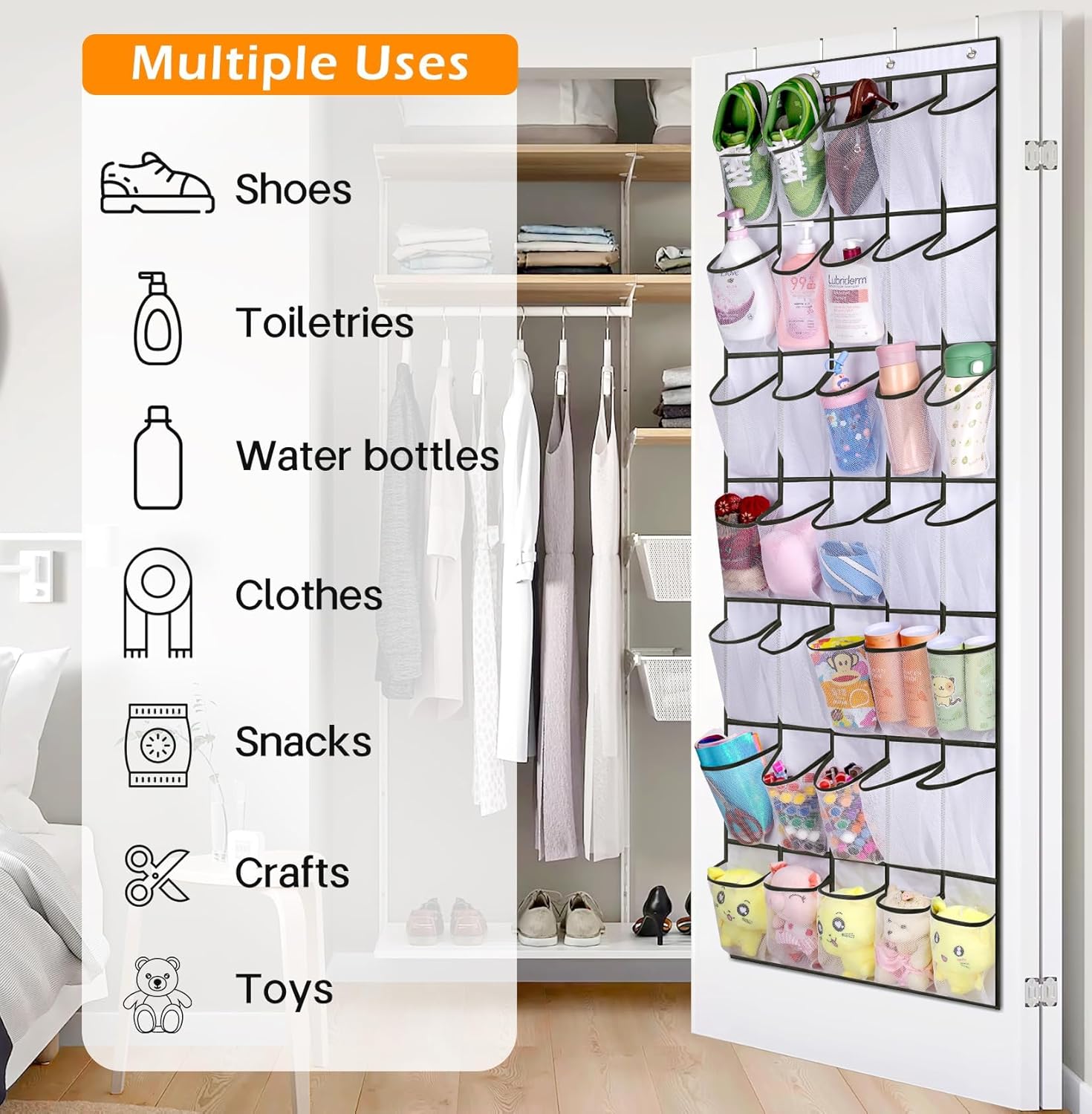 3日で出荷Fancial 35ラージポケットドアシューズオーガナイザー、クローゼット用ハンギングシューズオーガナイザー、シューズハンガーオーガ BOA サイクリングシューズ