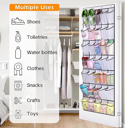 Miniatura 4 de Organizador de zapatos con 35 bolsillos grandes para colgar sobre la puerta, organizador de zapatos colgante para armario, zapatero transparente de