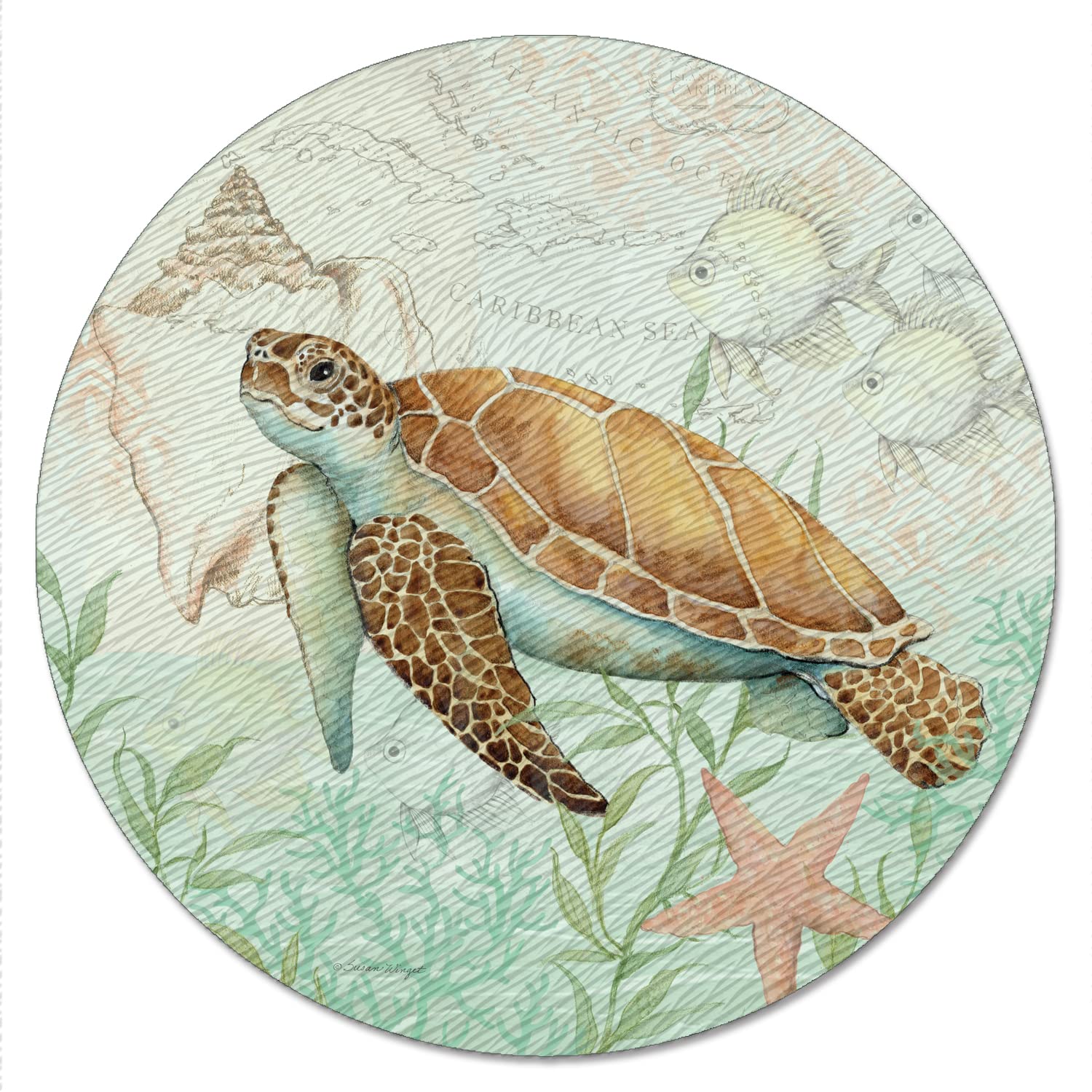 CounterArt Caribbean Seas 4mm Heat Tolerant Tempered Glass Lazy Susan Turntable 13