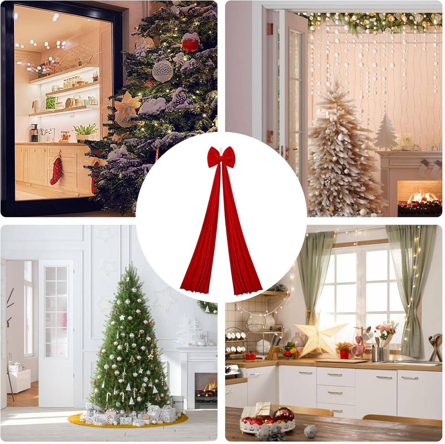 Occasion Ready Christmas Bows - Tree Bows |40x200cm, Tree Topper Ties with Rich Color, Centerpiece Seasonal Ribbon with Soft Finish,Holiday Display, Giant Ribbon for Home Office Party Wedding Styling