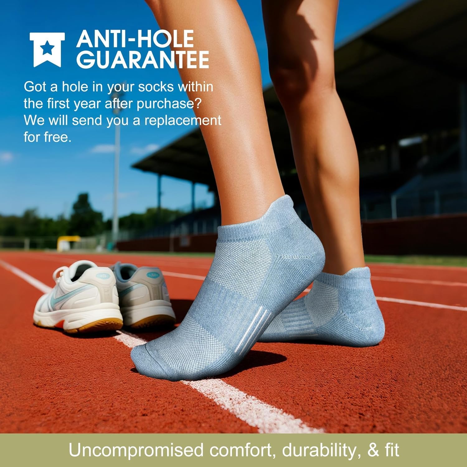 innotree Merino Wool Hiking Socks for Men & Women Quarter Ankle Compression Thick Cushion Breathable Anti Odor Socks, 5 Pairs - Image 8