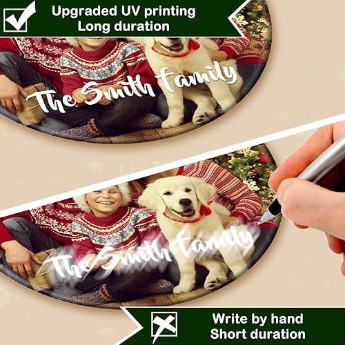 Miniatura 4 de Paquete de 4 adornos de Navidad personalizados, añade imagen, texto personalizado, adorno colgante de cerámica para Navidad 2024, decoración de