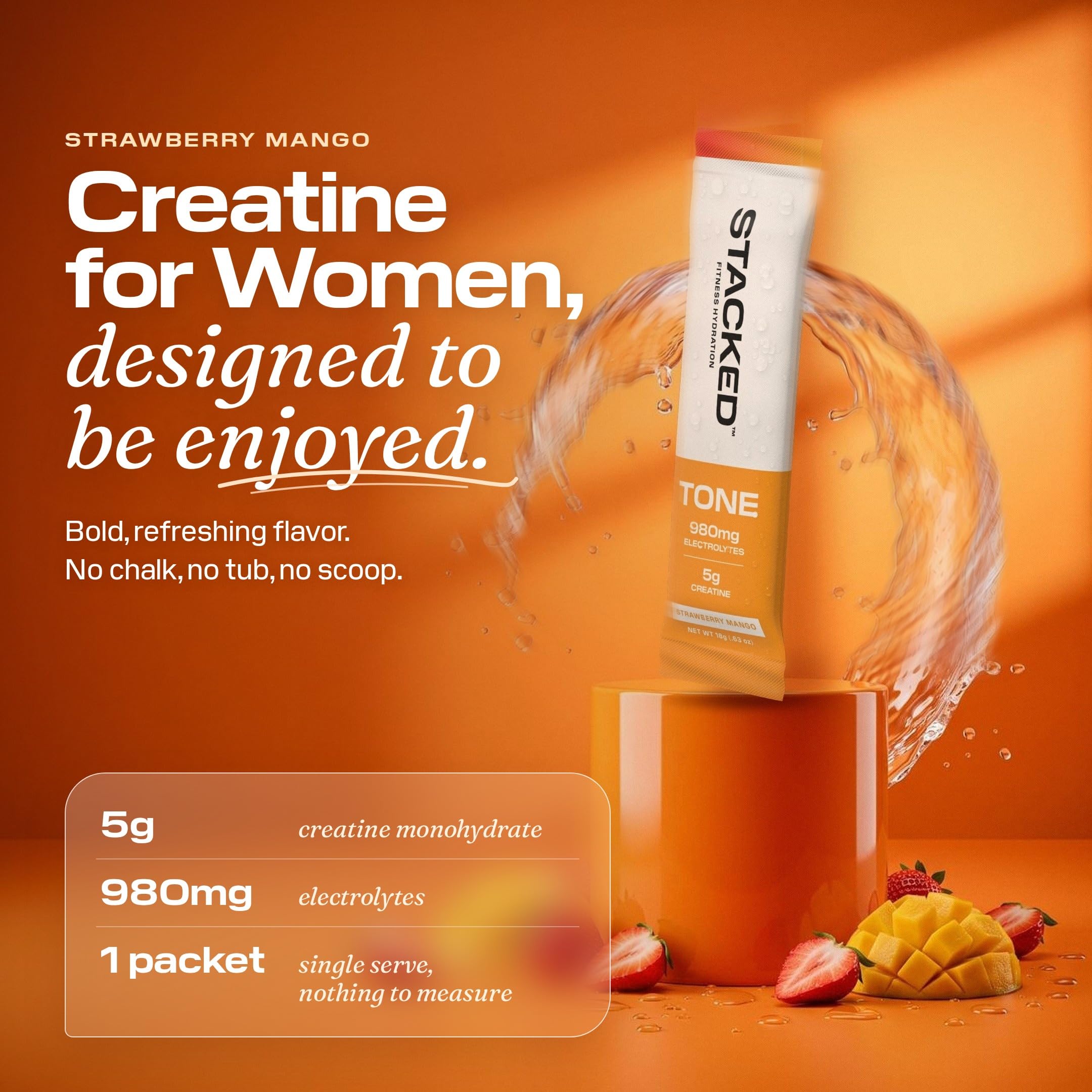 STACKED FITNESS HYDRATION: Creatine & Electrolyte Single Serve Packets 18PK — Amazon image 2