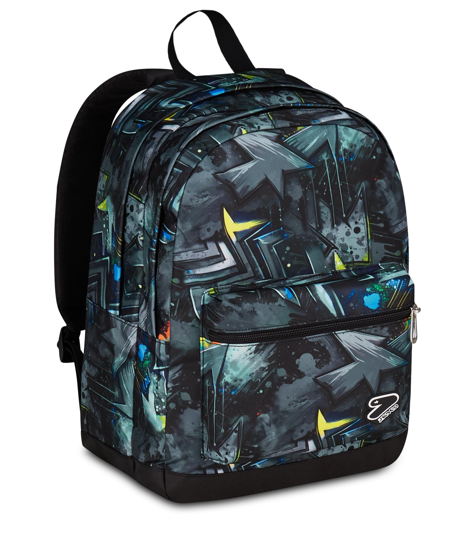 Seven Zaino Scuola The Double Pro XXL, Grigio, 34L, Doppio Scomparto, Cuffie wireless incluse, Tasca porta pc, Tasca laterale portaborraccia, Tasca frontale, Scuola media e superiore, Bambini, Ragazzi