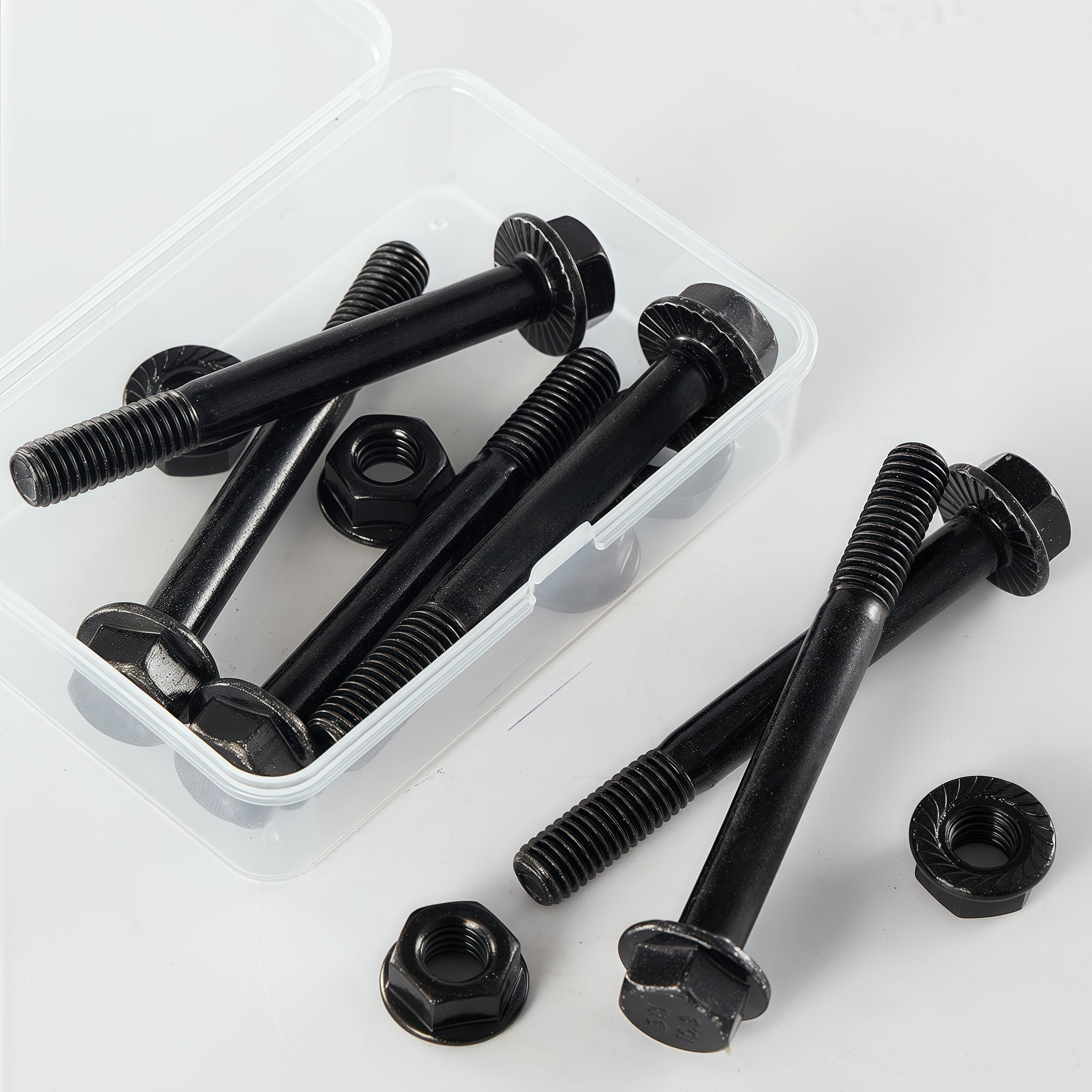 Set di viti a flangia M10 – 1,5 x 80 mm con dado (3 set), classe 10,9 acciaio in lega di acciaio, rivestimento in zinco nero, filettatura parziale, autobloccante e resistente alle vibrazioni