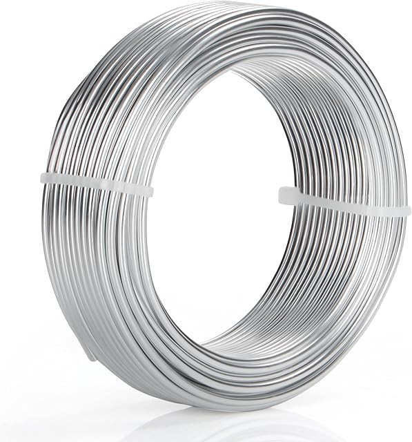 BELLE VOUS Silver Aluminium Craft Wire (20m/65.6ft) - 2.5mm Flexible & Bendy Sculpture Craft Rolls - Metal For DIY Sculptures, Skeleton Modelling, Jewellery, Beading, Wreath Making & Bonsai Trees