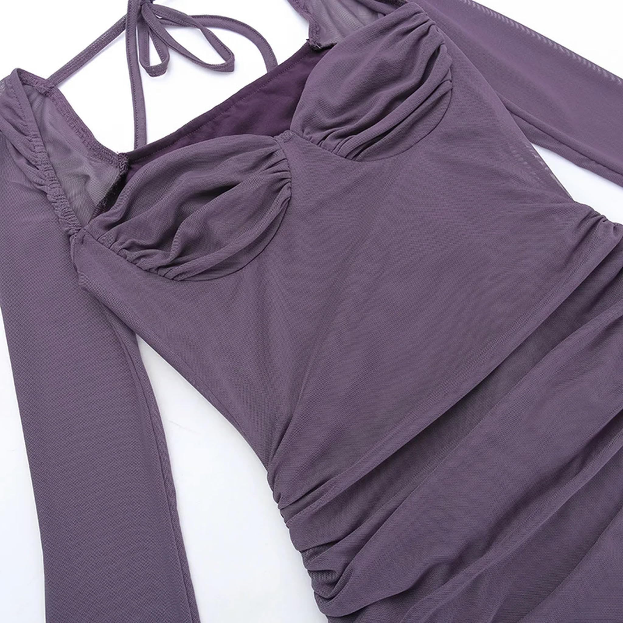 Vestito da Donna Elegante e Sottile, maturo, Viola, Bello e Sicuro di sé-Nero-M
