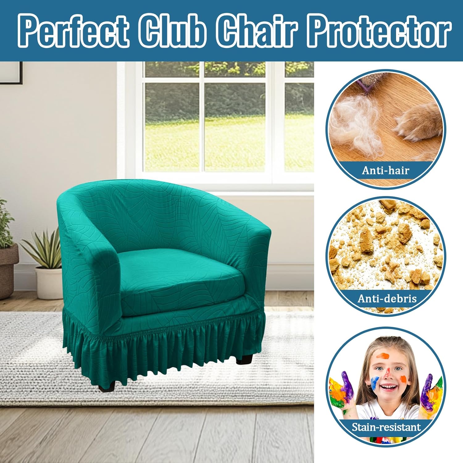 2 Piece Club Chair Slipcover Stretch Barrel Armchair Chair Covers Slipcovers Soft Removable Washable Chair Covers Protectors for Living Room Chair Couch Covers