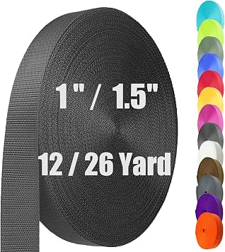 Oak-Sports Nylon Webbing Strap 1.5 Inch, Heavy Duty, 12 Yard, Black, Ideal for DIY Crafting, Repairing, and Outdoor Gear