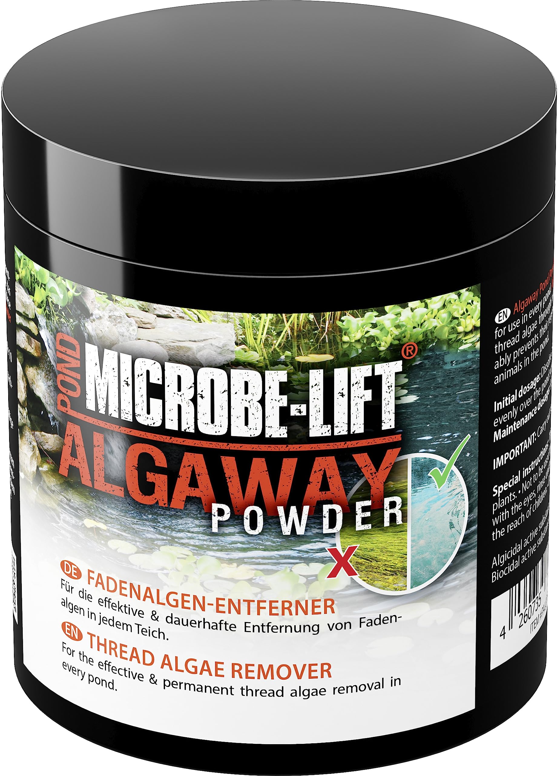 Thread Algae Remover for Ponds, ARKA AlgAway Powder 250 g, eco-friendly algae control for garden ponds, prevents regrowth