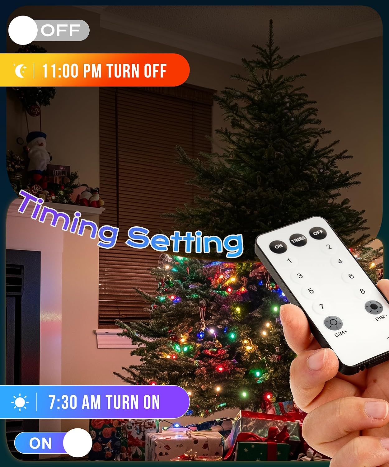 99ft 300 LED Christmas Fairy Lights, 8 Modes Remote Timer,Multicolor image 4