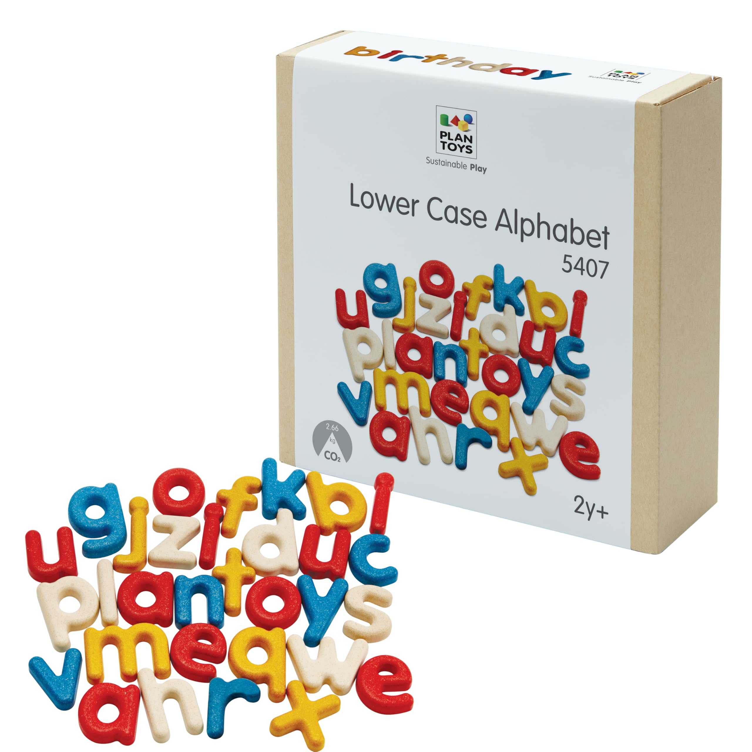 PlanToys® Lower Case Alphabet Wooden Learning Set for Kids Ages 3+ ABC Toy