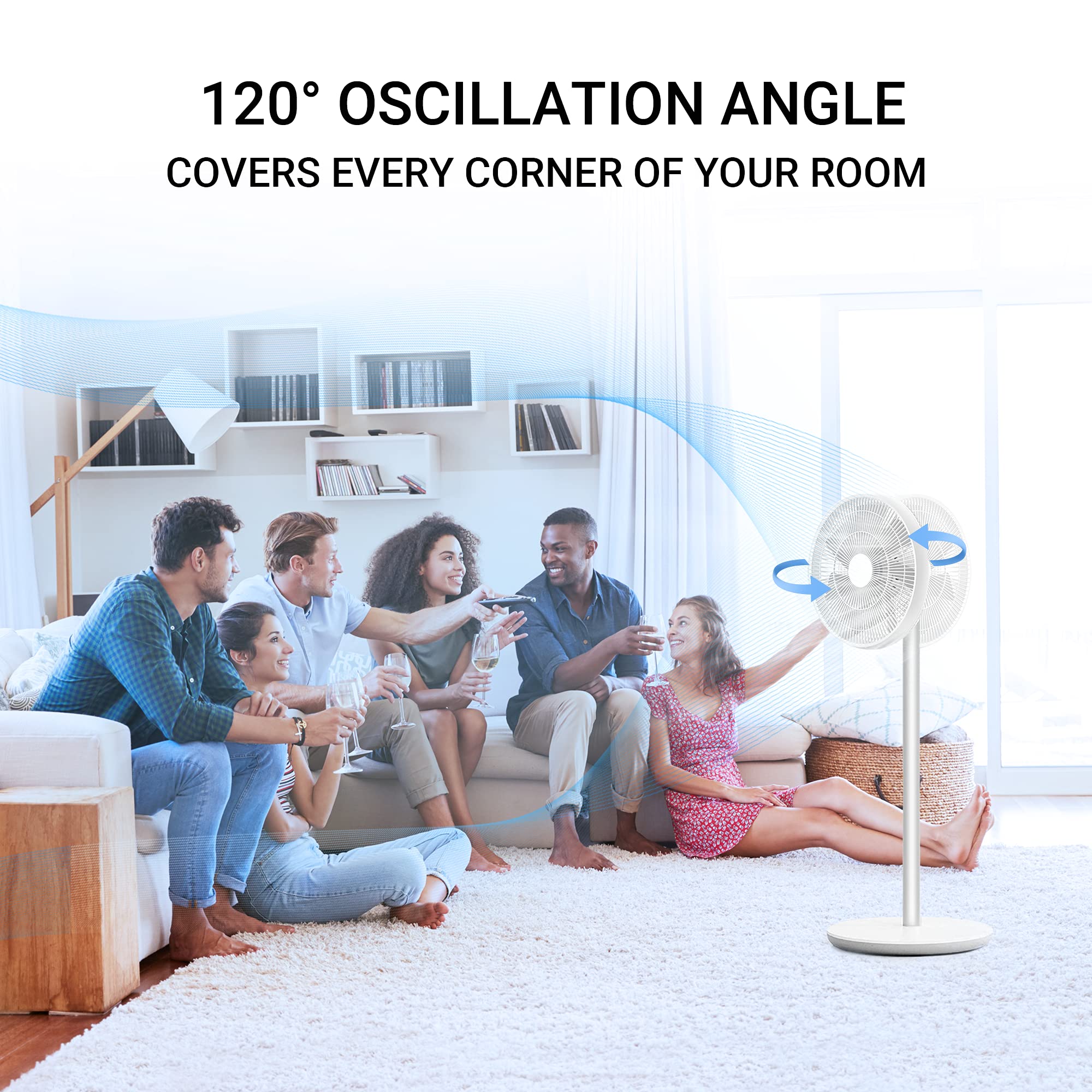 Smartmi Outdoor Pedestal Fan 2S, Standing Fans for Bedroom, Cordless Outdoor Fans for Patio with