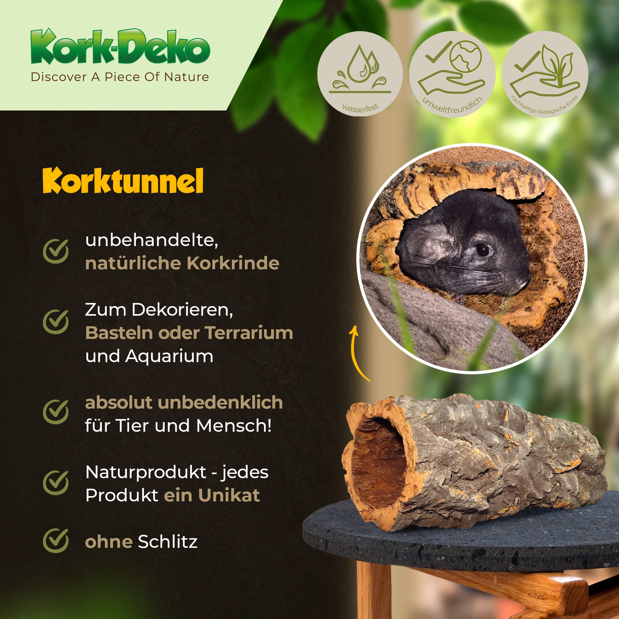Kork-Deko Corteccia di Sughero: Tubi Sughero, 30 cm, Altezza Interna 11-14 cm Circa
