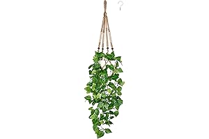 Mkono Fake Hanging Planter with Fake Plants - Artificial Plants for Home Decor
