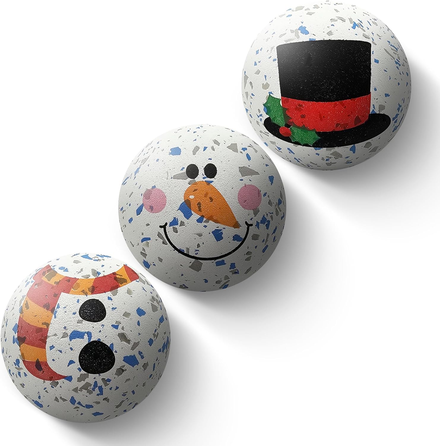 SPORTSPET High Bounce Dog Balls Snowman Stack Edition, Rubber Dog Ball, Dog, Fun Fetch Toy for Dogs, Durable Dog Ball for Play, for Dogs, Pack of 3 (60mm) Christmas Toy for your Mate