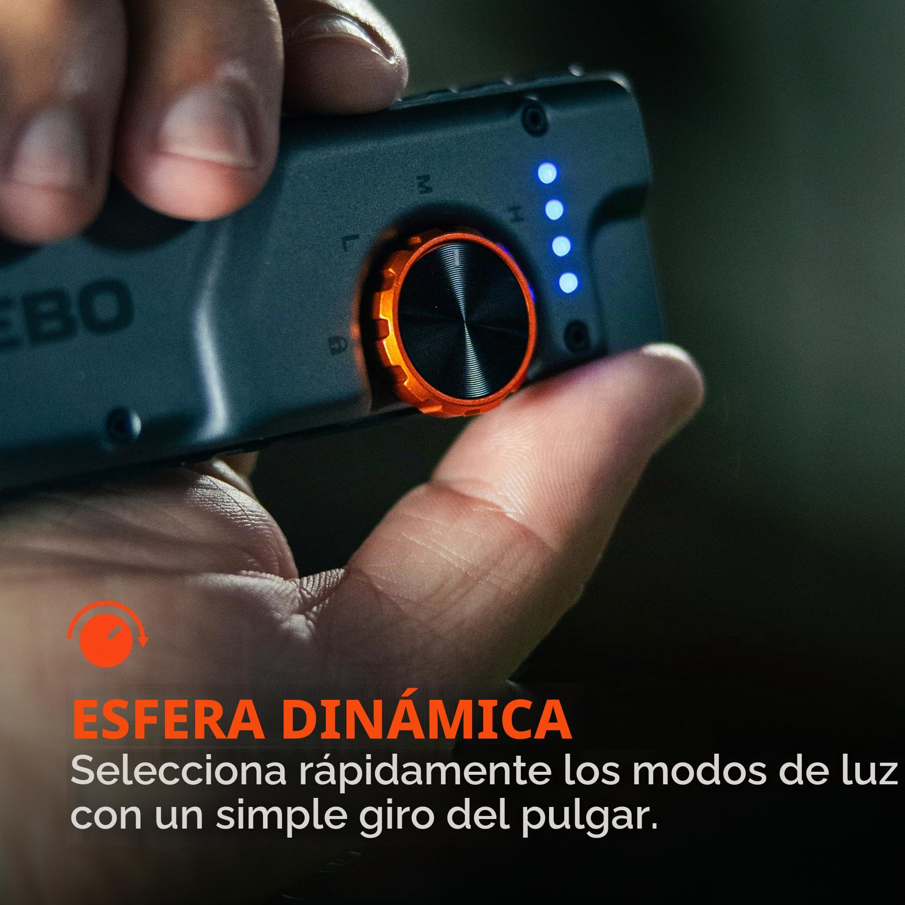 NEBO Edge 2K Linterna EDC Táctica – 2.000 Lúmenes | Dynamic Dial | Botón Trasero Ambidiestro | Estrobo Defensivo | 5 Modos | 25h | IPX6 | Tac-Grip | Clip Bolsillo | USB-C