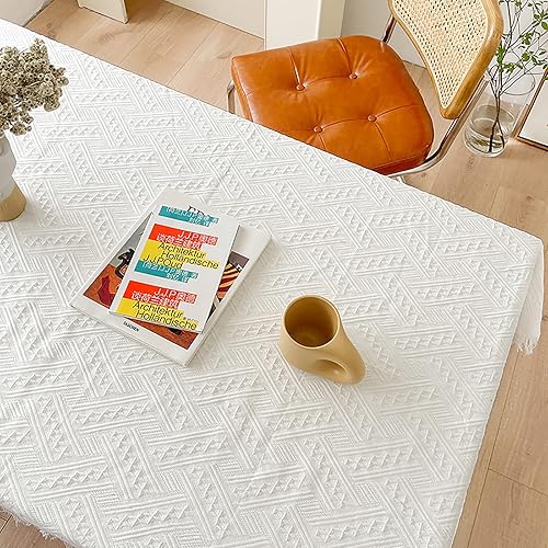 NM&DMY Mantel de mesa con borla de alta calidad, mantel de encaje francés, protector de mesa de café, decoración de mesa, mesa rectangular de