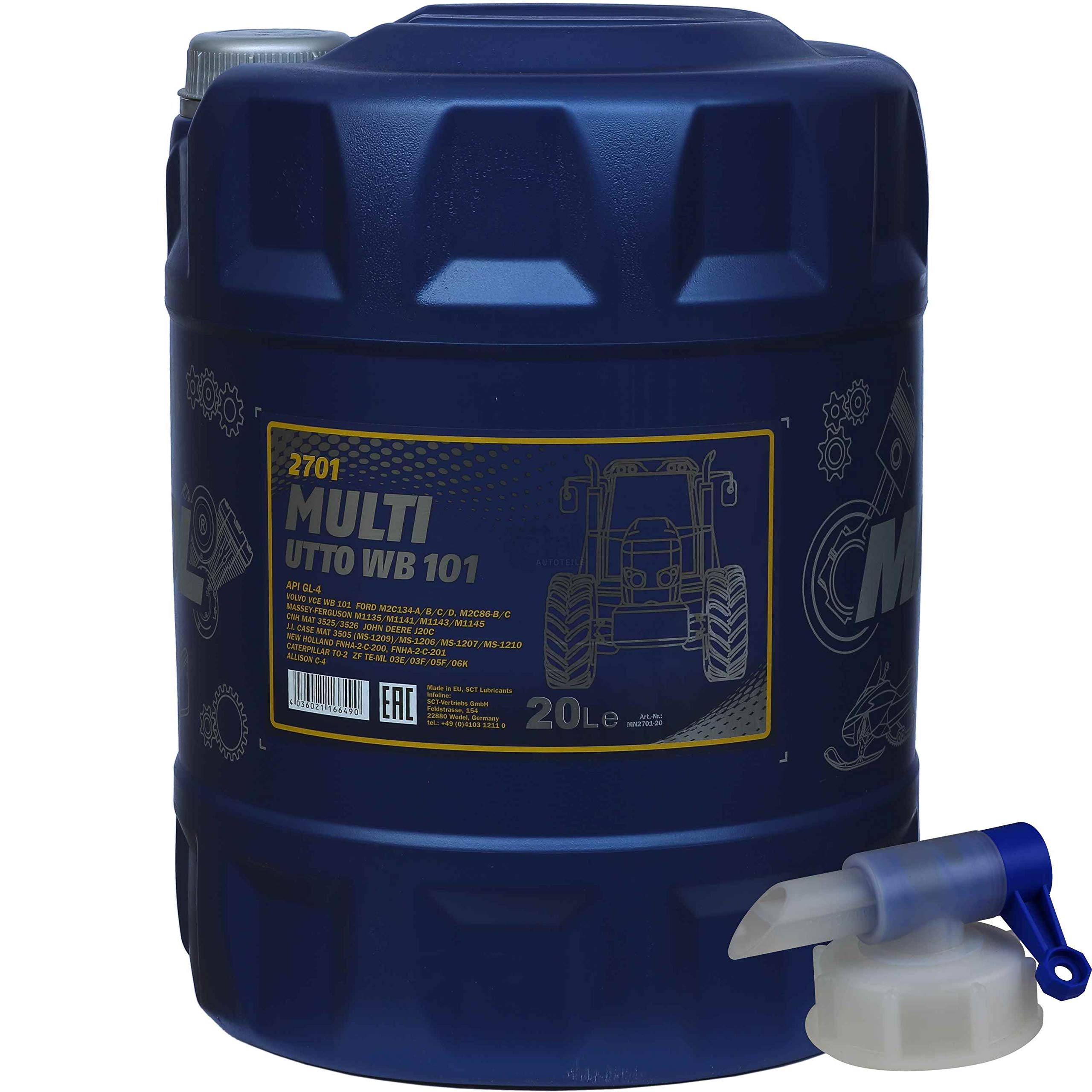 Mannol Multi UTTO WB 101 API GL-4 - Aceite para maquinaria agrícola (20 L) + grifo