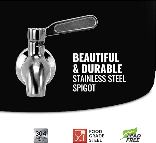 Miniatura 2 de Geo Sports - Dispensador de agua de cerámica de porcelana, grifo de acero inoxidable, válvula y tapa incluidas. Se adapta a jarras de 3 a 5 galones