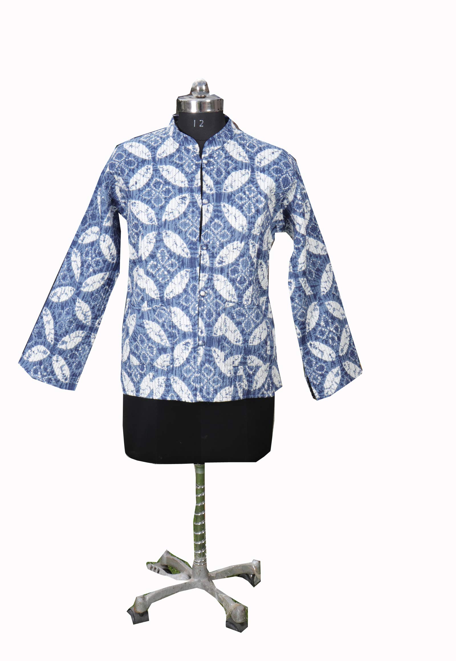 Bhavya InternationalIndigo Jacket/Quilted Coat/Vintage Kantha Short Fashion Jacket Reversible Ralli Gudri Coat,XL Size