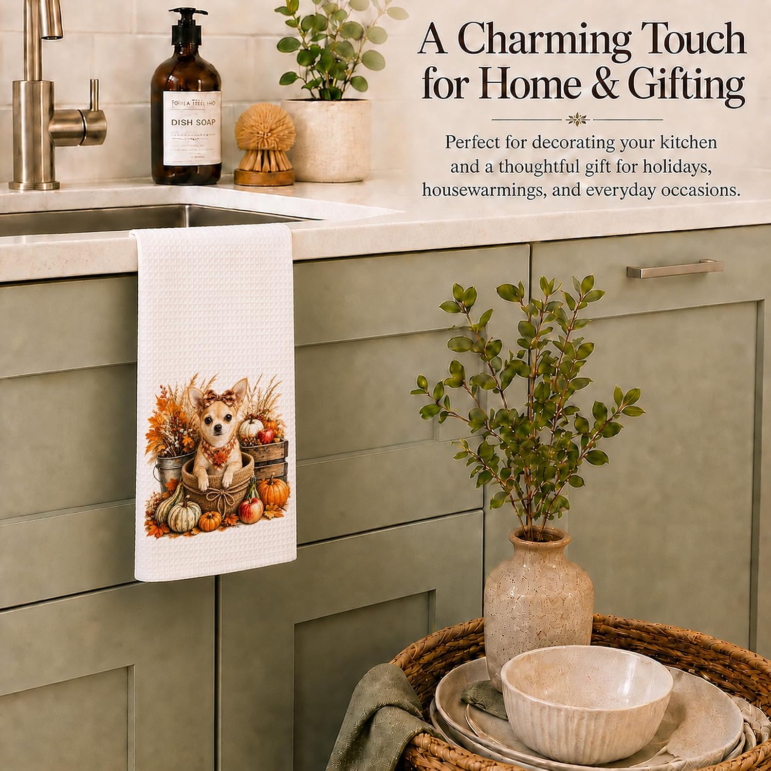 Fall Chihuahua Kitchen Towels Decor, Chihuahua Gifts For Women, 10