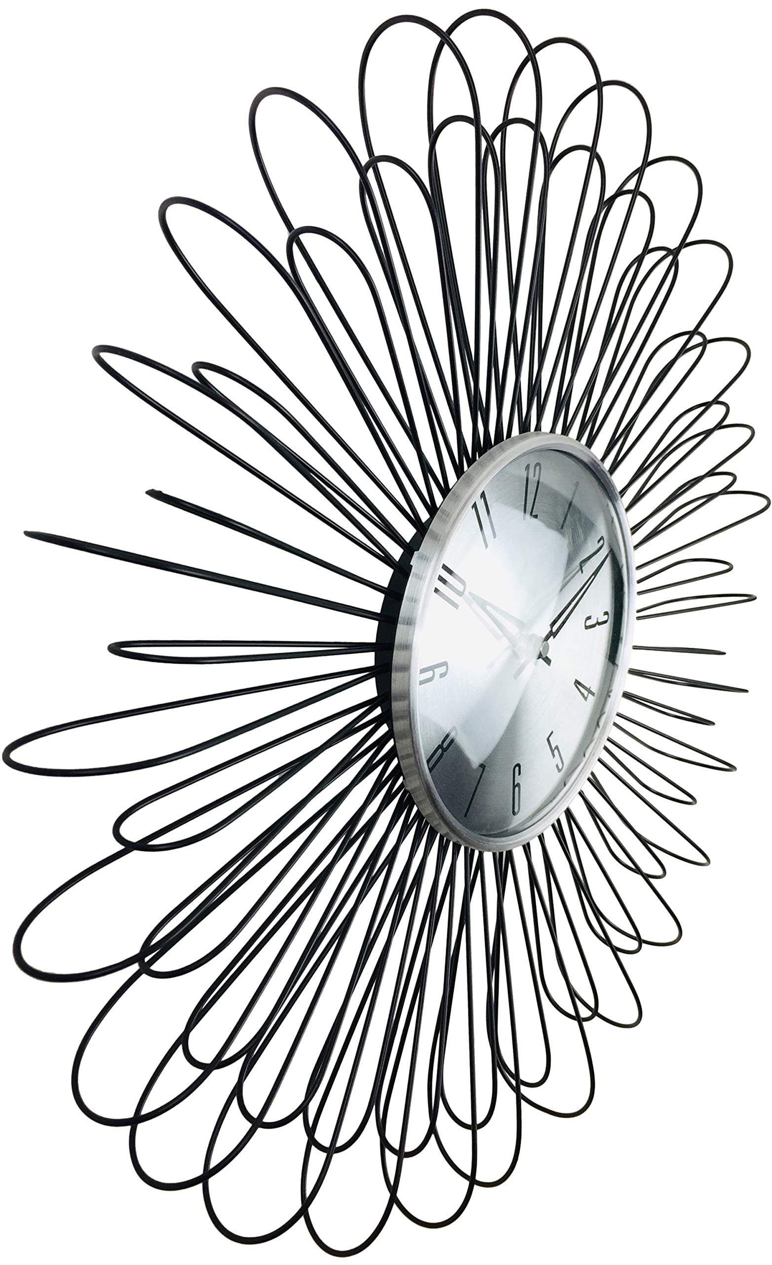 Geko Looping tråd design metall väggklocka 48 cm, svart, silver, stor, en  storlek : Amazon.se: Hem & kök