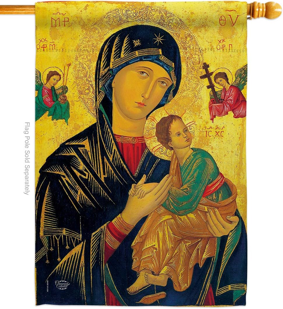 Our Lady of Perpetual Help House Flag Religious Faith Hope Grace Peace Dove Christian Religion Easter Small Decorative Gift Yard Banner Made In USA 28 X 40
