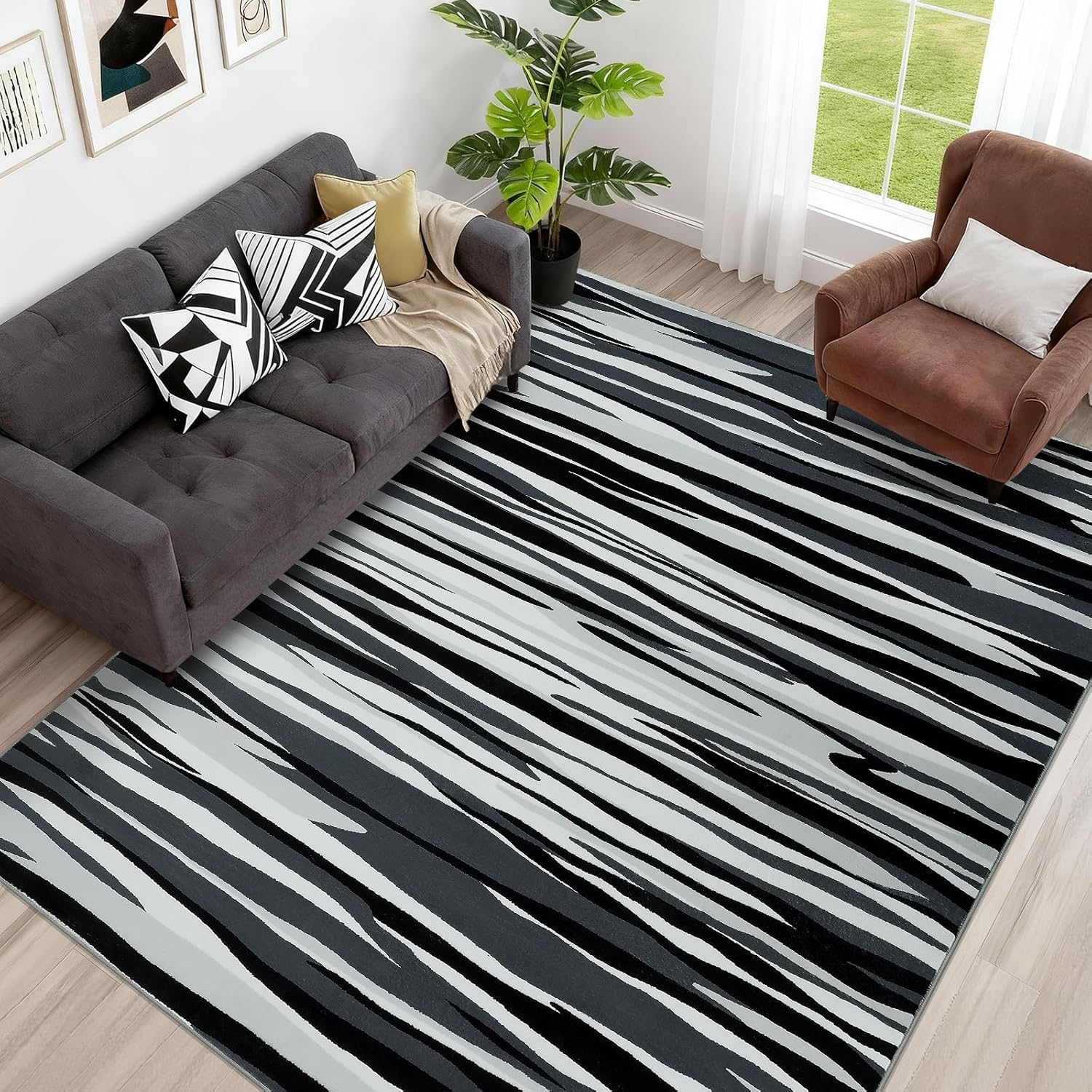 Tapis de cuisine et couloir étroit gris moderne et lavable