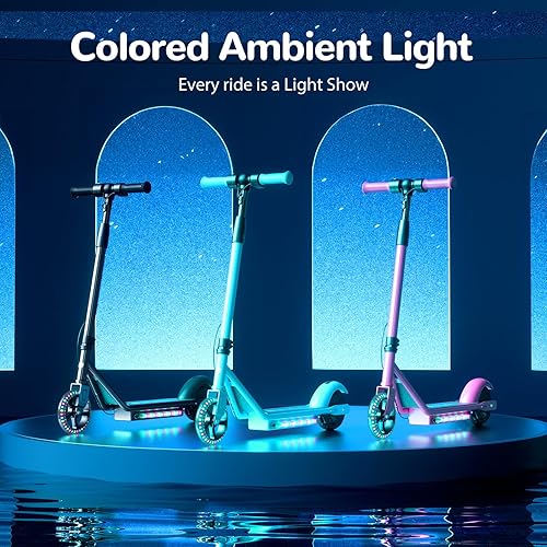 Miniatura 6 de isinwheel Patinete eléctrico para niños de 6 a 12 años, motor de 150 W, velocidades de 610 MPH, luces coloridas, altura ajustable, scooter eléctrico