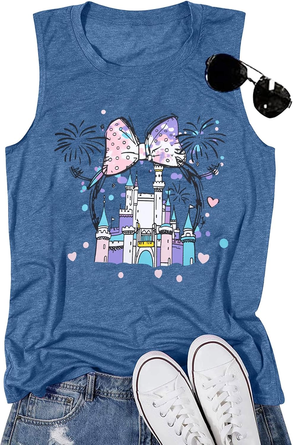KIDDAD Magic Kingdom Tank Tops for Women: Magical Shirts Fairy Castle Shirt Family Vacation Vest Summer Sleeveless Tops