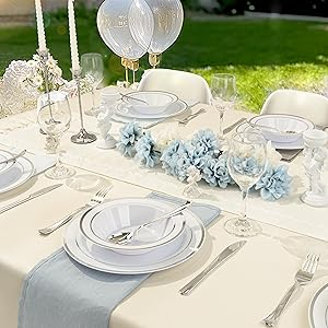 BESTVIP 100 Pack Plastic Disposable Soup Bowls, 12 oz White Dessert Bowls with Silver Rim, Heavy-duty Salad Bowl for Party, Wedding, Christmas, Thanksgiving, Dinner, Catering