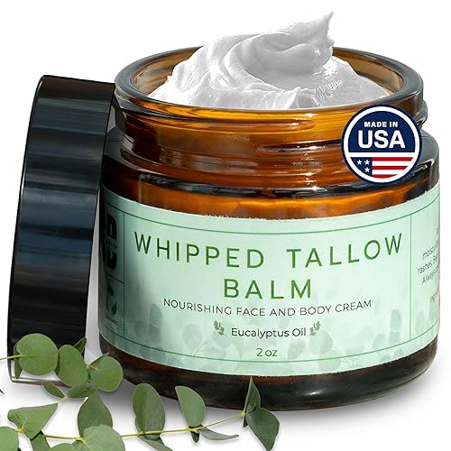 Really Good Blends - Handmade Whipped Tallow Balm Moisturizer (Eucalyptus) - Grass-Fed Organic Face & Body Cream Rich in Vitamins A, K, D, E 2 oz