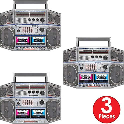 Miniatura 3 de Beistle 3 piezas temáticas de los años 80 Boom Box Decoraciones para suministros de fiesta de hip hop retro de los años 80, 25 x 37 pulgadas,