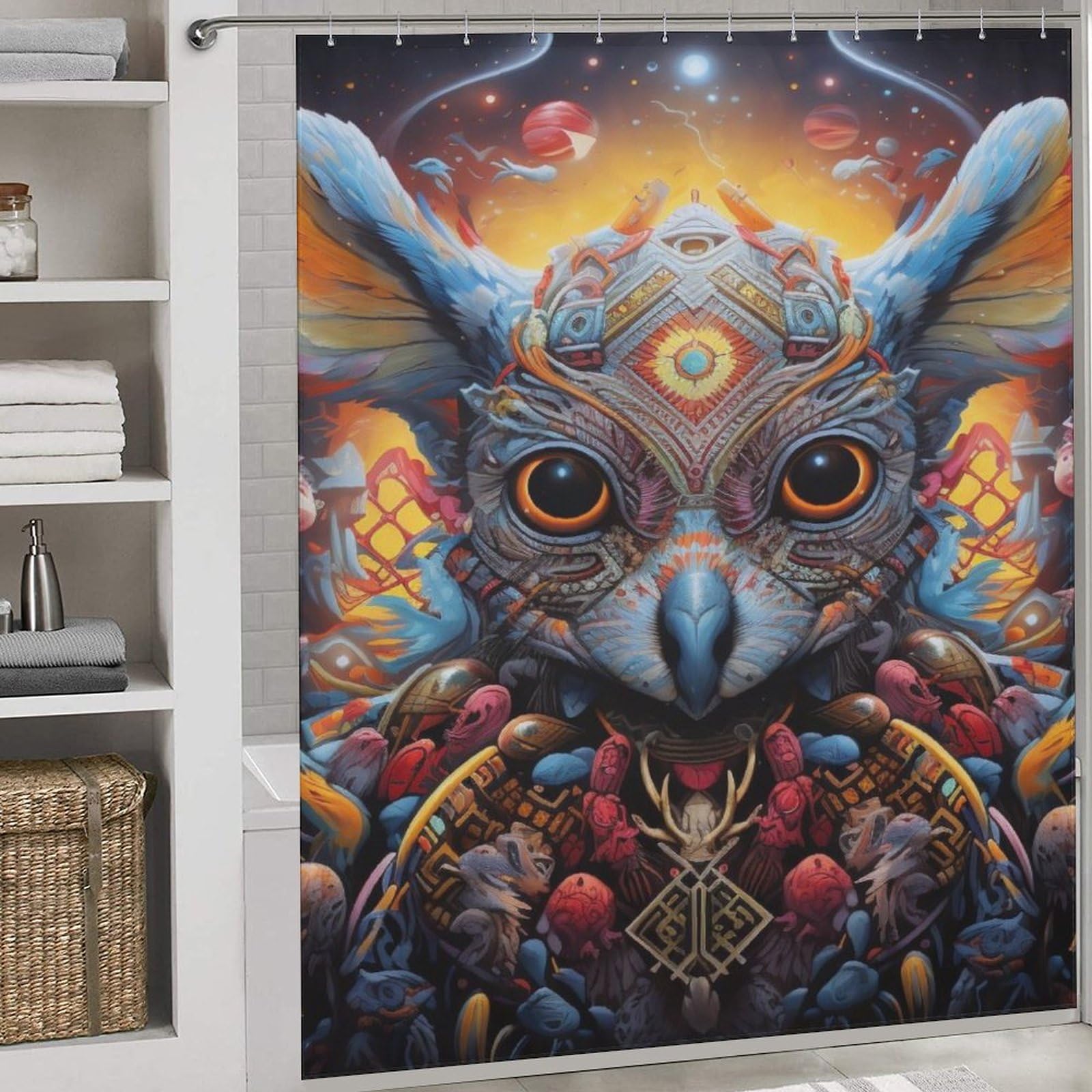 Rideau de douche koala en polyester 183x183 cm avec 12 anneaux