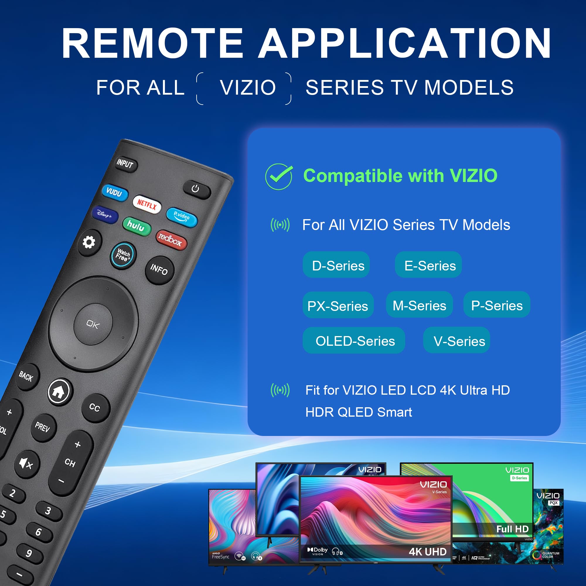 Telecomando di ricambio per Smart TV VIZIO All LED LCD HD 4K UHD HDR Smartcast 3D Smart TV XRT140 telecomando universale XRT136 di ricambio per Vizio-Smart-TV-Remote per Vizio TV (D/E/M/P/PX/V