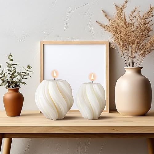 Miniatura 6 de MTLEE 2 velas en espiral, gran pilar estético perfumado de cera de soja, velas decorativas elegantes, hermoso regalo de inauguración de la casa para