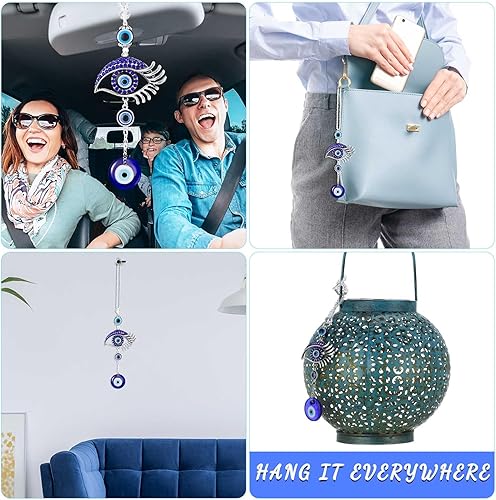 Miniatura 5 de Adorno colgante de ojo turco para automóvil, dije de ojo azul malvado para espejo retrovisor, decoración de cuentas de mal de ojo, accesorios para