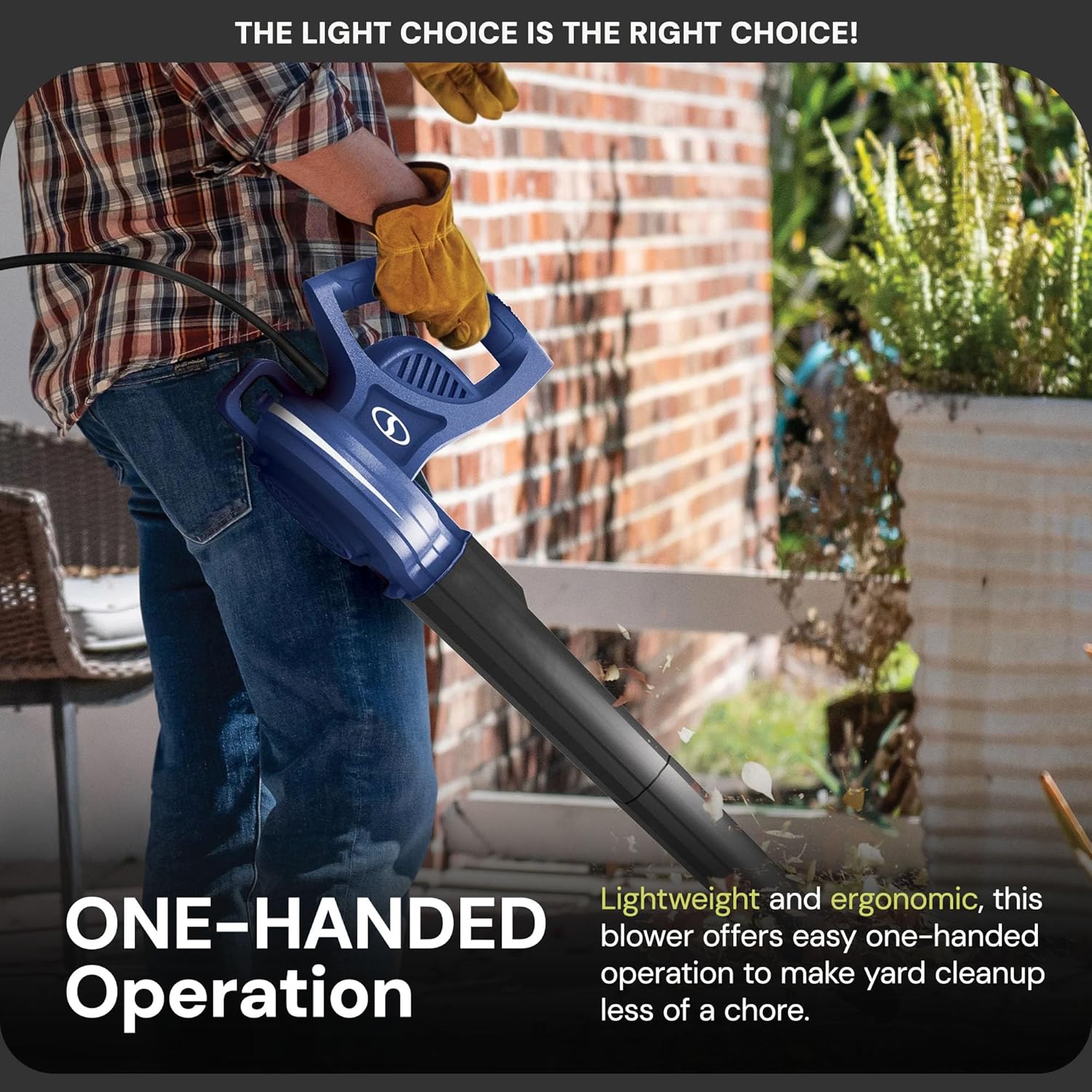 Sun Joe Corded Electric Leaf Blower Machine, 155 MPH, 260 CFM, 6-Amp Motor, Blue - Portable and Lightweight Gardening Equipment for Yard Care and Lawn Maintenance, SBJ597E-SJB - Image 5