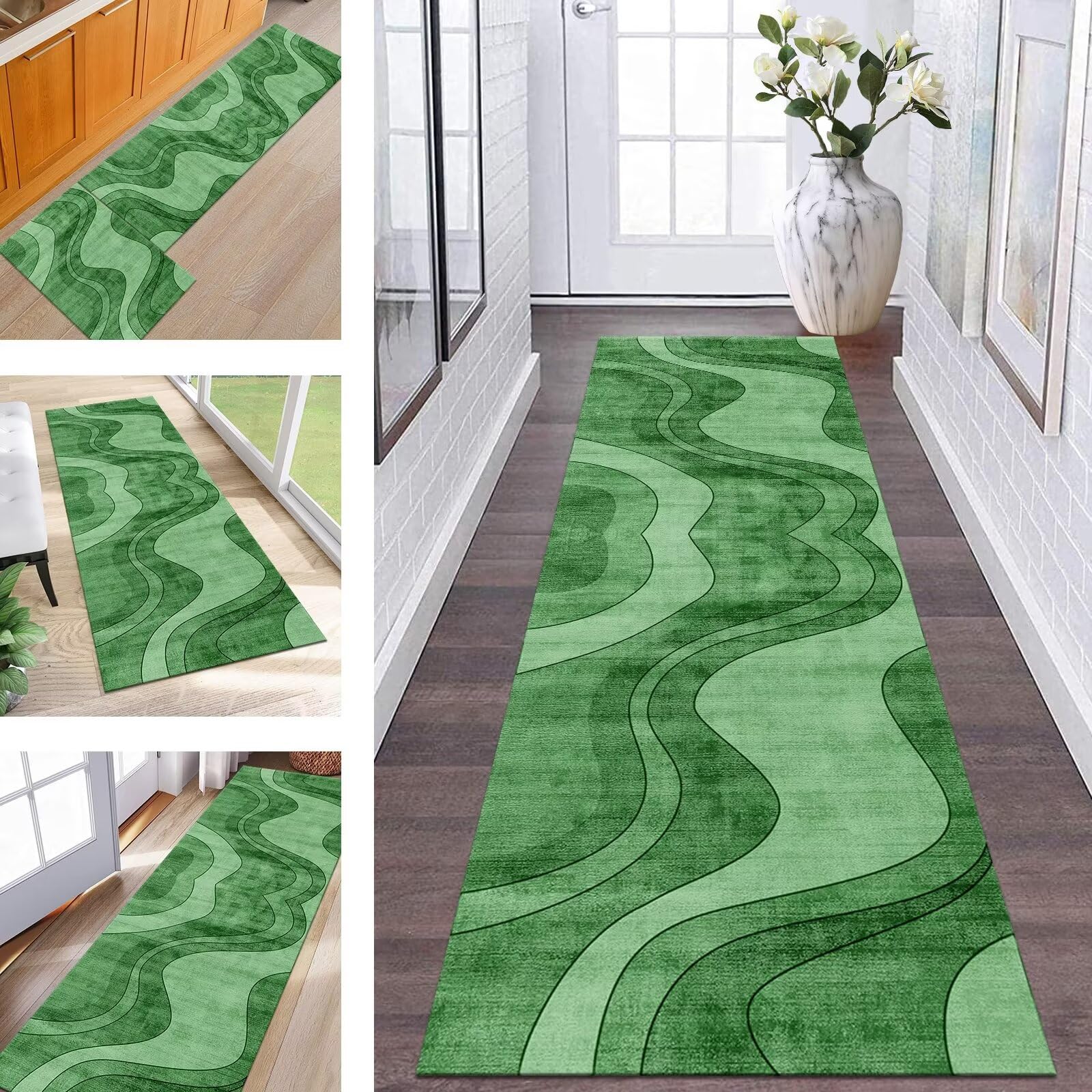 Tapis de couloir vert 50x350 pour illuminer et protéger votre entrée