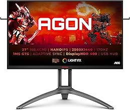 AOC AGON Gaming AG273QXP - 27 inch QHD Monitor, 165Hz, 1ms GTG, Nano IPS, AMD FreeSync premium, USB Hub, Height adjust (25...